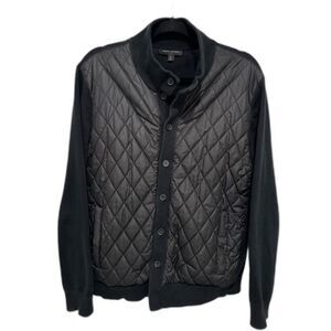 Banana Republic Men’s Sweater Jacket Black Quilted High Neck Medium Button Down